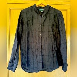 NWOT Lauren Ralph Lauren Linen Windowpane Button Front Blouse / Medium